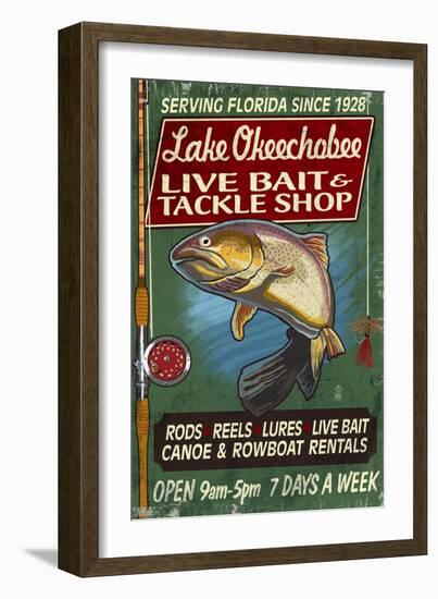 Lake Okeechobee, Florida - Tackle Shop-Lantern Press-Framed Art Print