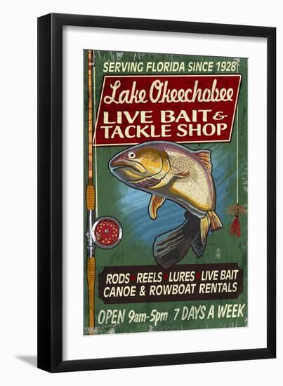 Lake Okeechobee, Florida - Tackle Shop-Lantern Press-Framed Art Print