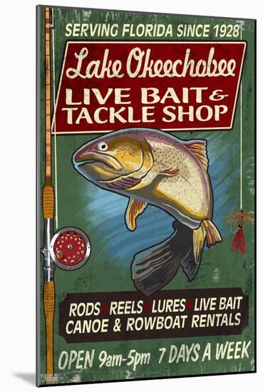 Lake Okeechobee, Florida - Tackle Shop-Lantern Press-Mounted Art Print