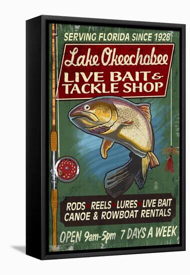 Lake Okeechobee, Florida - Tackle Shop-Lantern Press-Framed Stretched Canvas