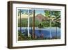 Lake Onawa, Maine, View of Borestone Mountain and the Lake-Lantern Press-Framed Art Print