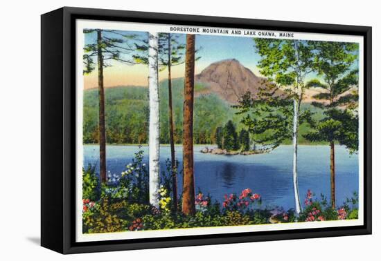 Lake Onawa, Maine, View of Borestone Mountain and the Lake-Lantern Press-Framed Stretched Canvas