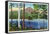 Lake Onawa, Maine, View of Borestone Mountain and the Lake-Lantern Press-Framed Stretched Canvas