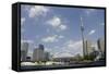 Lake Ontario City Skyline, Cn Tower, Rogers Centr, Toronto, Ontario, Canada-Cindy Miller Hopkins-Framed Stretched Canvas
