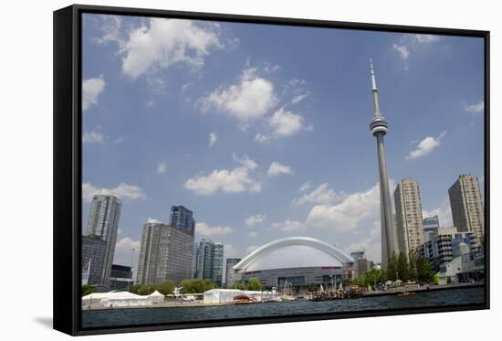 Lake Ontario City Skyline, Cn Tower, Rogers Centr, Toronto, Ontario, Canada-Cindy Miller Hopkins-Framed Stretched Canvas