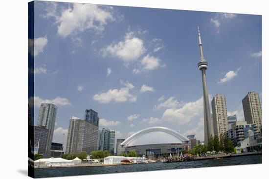 Lake Ontario City Skyline, Cn Tower, Rogers Centr, Toronto, Ontario, Canada-Cindy Miller Hopkins-Stretched Canvas