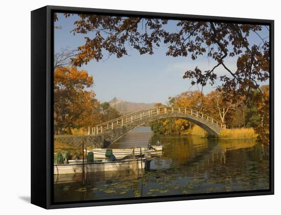 Lake Onuma and Mount Komaga-Dake, Onuma Quasi-National Park, Hokkaido, Japan-Schlenker Jochen-Framed Stretched Canvas