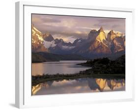 Lake Pehoe and Paine Grande at Sunrise, Torres del Paine National Park, Patagonia, Chile-Theo Allofs-Framed Photographic Print