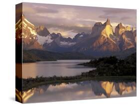 Lake Pehoe and Paine Grande at Sunrise, Torres del Paine National Park, Patagonia, Chile-Theo Allofs-Stretched Canvas