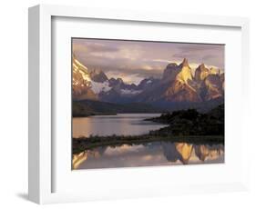 Lake Pehoe and Paine Grande at Sunrise, Torres del Paine National Park, Patagonia, Chile-Theo Allofs-Framed Photographic Print