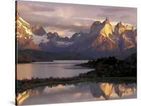 Lake Pehoe and Paine Grande at Sunrise, Torres del Paine National Park, Patagonia, Chile-Theo Allofs-Stretched Canvas