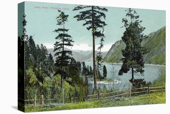 Lake Pend d'Oreille, Idaho, View of the Lake from a Fenced in Yard-Lantern Press-Stretched Canvas