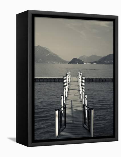 Lake Pier, Tremezzo, Como Province, Italy-Walter Bibikow-Framed Stretched Canvas