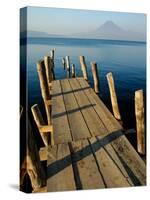 Lake Pier with San Pedro Volcano in Distance, Lake Atitlan, Western Highlands, Guatemala-Cindy Miller Hopkins-Stretched Canvas