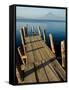 Lake Pier with San Pedro Volcano in Distance, Lake Atitlan, Western Highlands, Guatemala-Cindy Miller Hopkins-Framed Stretched Canvas