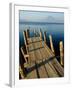 Lake Pier with San Pedro Volcano in Distance, Lake Atitlan, Western Highlands, Guatemala-Cindy Miller Hopkins-Framed Premium Photographic Print