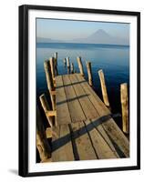 Lake Pier with San Pedro Volcano in Distance, Lake Atitlan, Western Highlands, Guatemala-Cindy Miller Hopkins-Framed Premium Photographic Print