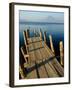 Lake Pier with San Pedro Volcano in Distance, Lake Atitlan, Western Highlands, Guatemala-Cindy Miller Hopkins-Framed Premium Photographic Print