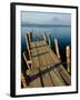 Lake Pier with San Pedro Volcano in Distance, Lake Atitlan, Western Highlands, Guatemala-Cindy Miller Hopkins-Framed Premium Photographic Print