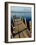 Lake Pier with San Pedro Volcano in Distance, Lake Atitlan, Western Highlands, Guatemala-Cindy Miller Hopkins-Framed Photographic Print