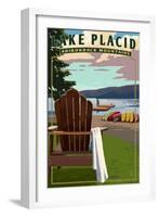 Lake Placid - Adirondack Mountains, New York - Adirondack Chair and Lake-Lantern Press-Framed Art Print