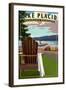 Lake Placid - Adirondack Mountains, New York - Adirondack Chair and Lake-Lantern Press-Framed Art Print