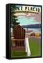 Lake Placid - Adirondack Mountains, New York - Adirondack Chair and Lake-Lantern Press-Framed Stretched Canvas