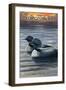 Lake Placid - Adirondacks, New York - Loon Scene-Lantern Press-Framed Art Print