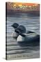 Lake Placid - Adirondacks, New York - Loon Scene-Lantern Press-Stretched Canvas