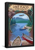 Lake Placid, New York - Adirondacks Canoe Scene-null-Framed Poster