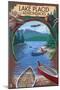 Lake Placid, New York - Adirondacks Canoe Scene-Lantern Press-Mounted Art Print
