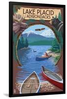 Lake Placid, New York - Adirondacks Canoe Scene-Lantern Press-Framed Art Print