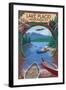Lake Placid, New York - Adirondacks Canoe Scene-Lantern Press-Framed Art Print
