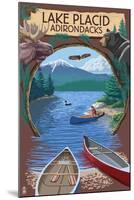 Lake Placid, New York - Adirondacks Canoe Scene-Lantern Press-Mounted Art Print