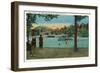 Lake Placid, New York - Exterior View of the Lake Placid Club from the Beach, c.1916-Lantern Press-Framed Art Print