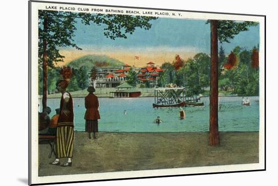 Lake Placid, New York - Exterior View of the Lake Placid Club from the Beach, c.1916-Lantern Press-Mounted Art Print
