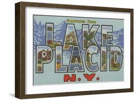 Lake Placid, New York - Large Letter Scenes-Lantern Press-Framed Art Print