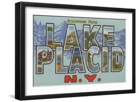 Lake Placid, New York - Large Letter Scenes-Lantern Press-Framed Art Print