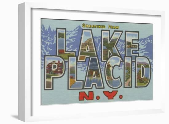 Lake Placid, New York - Large Letter Scenes-Lantern Press-Framed Art Print