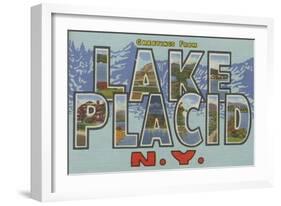 Lake Placid, New York - Large Letter Scenes-Lantern Press-Framed Art Print