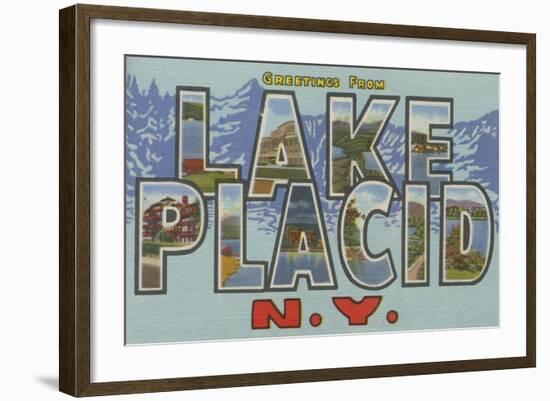 Lake Placid, New York - Large Letter Scenes-Lantern Press-Framed Art Print