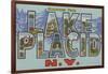 Lake Placid, New York - Large Letter Scenes-Lantern Press-Framed Art Print