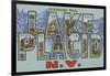 Lake Placid, New York - Large Letter Scenes-Lantern Press-Framed Art Print