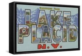 Lake Placid, New York - Large Letter Scenes-Lantern Press-Framed Stretched Canvas