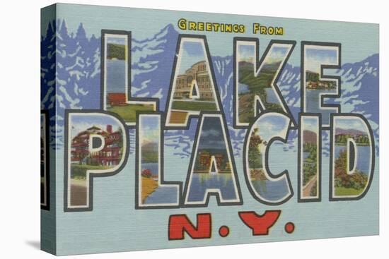 Lake Placid, New York - Large Letter Scenes-Lantern Press-Stretched Canvas