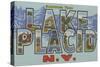 Lake Placid, New York - Large Letter Scenes-Lantern Press-Stretched Canvas