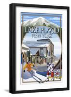 Lake Placid, New York - Montage Scenes-Lantern Press-Framed Art Print