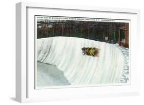 Lake Placid, New York - Riding the Whiteface Curve on the Olympic Bobsled Run-Lantern Press-Framed Art Print