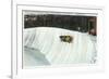 Lake Placid, New York - Riding the Whiteface Curve on the Olympic Bobsled Run-Lantern Press-Framed Premium Giclee Print