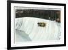 Lake Placid, New York - Riding the Whiteface Curve on the Olympic Bobsled Run-Lantern Press-Framed Premium Giclee Print